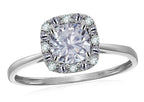 Star K 10 kt White Gold Classic Cushion-Cut White Topaz Designer Halo Ring