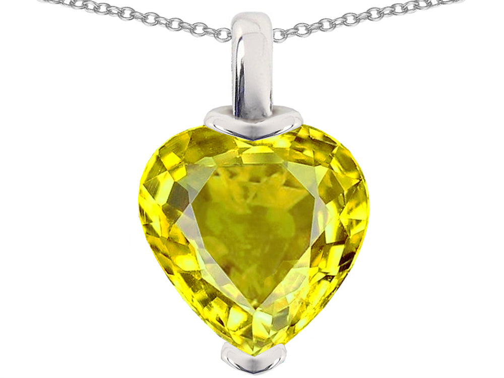 Star K™ 10mm Heart Shaped Simulated Citrine Pendant Necklace