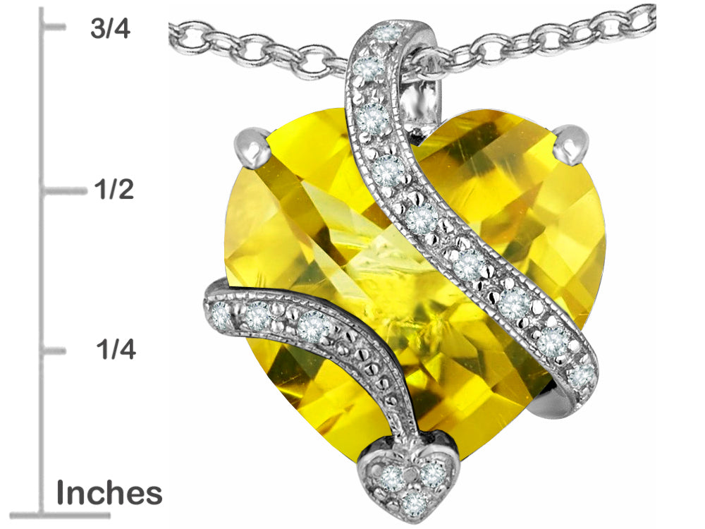 Star K™ Large 15mm Heart Shape Simulated Citrine Love Pendant Necklace