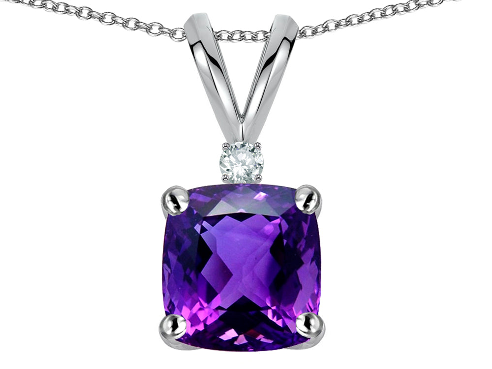 Star K™ 7mm Cushion-Cut Genuine Amethyst Pendant Necklace