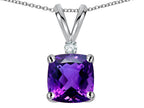 Star K™ 7mm Cushion-Cut Genuine Amethyst Pendant Necklace