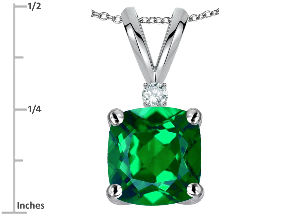 Star K™ 7mm Cushion-Cut Simulated Emerald Pendant Necklace