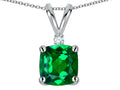 Star K™ 7mm Cushion-Cut Simulated Emerald Pendant Necklace
