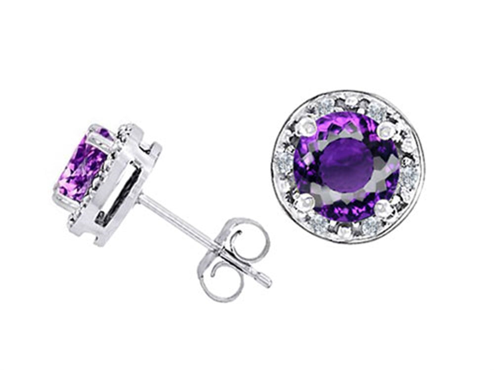 Tommaso Design™ Genuine 6mm Round Amethyst Earrings Studs