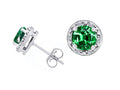 Tommaso Design™ Simulated 6mm Round Emerald Earrings Studs