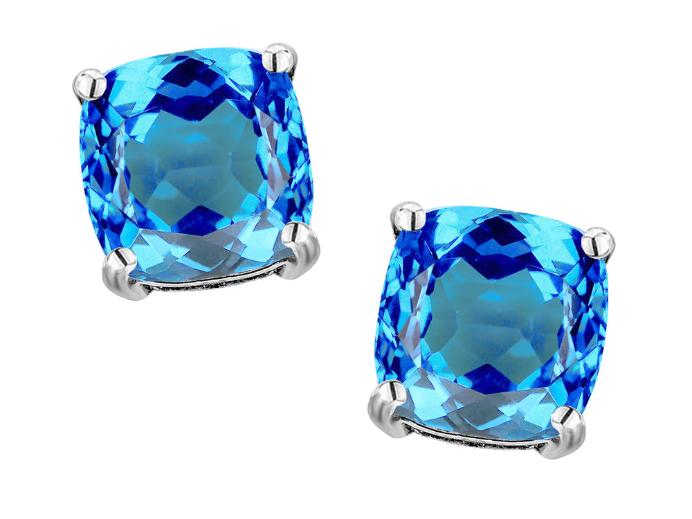 Original Star K™ 7mm Cushion-Cut Genuine Blue Topaz Earrings Studs