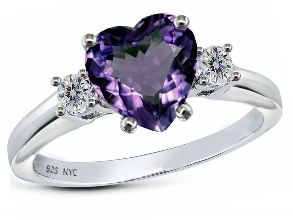 Star K 8mm Heart Shape Simulated Alexandrite Ring
