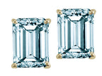 Tommaso Design™ 8x6mm Emerald Cut Simulated Aquamarine Earrings