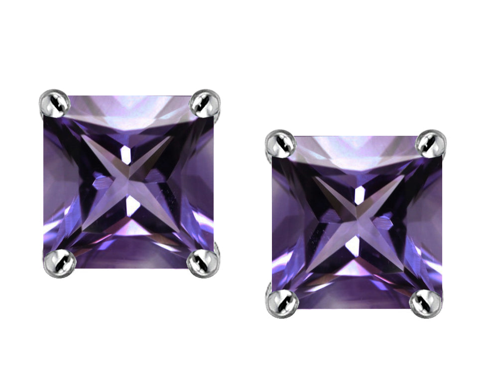 Star K™ Square 7mm Simulated Alexandrite Earrings