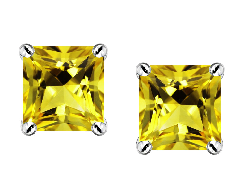 Star K™ Square 7mm Simulated Citrine Earrings Studs