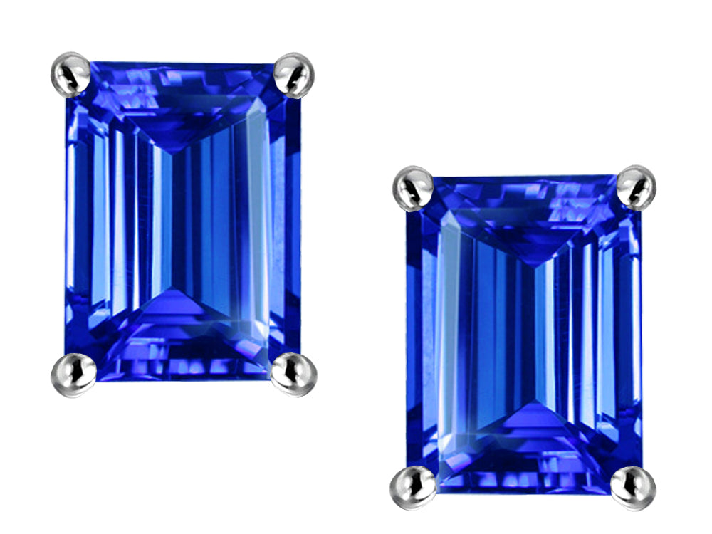 Star K™ 8x6mm Emerald Cut Simulated Tanzanite Earrings