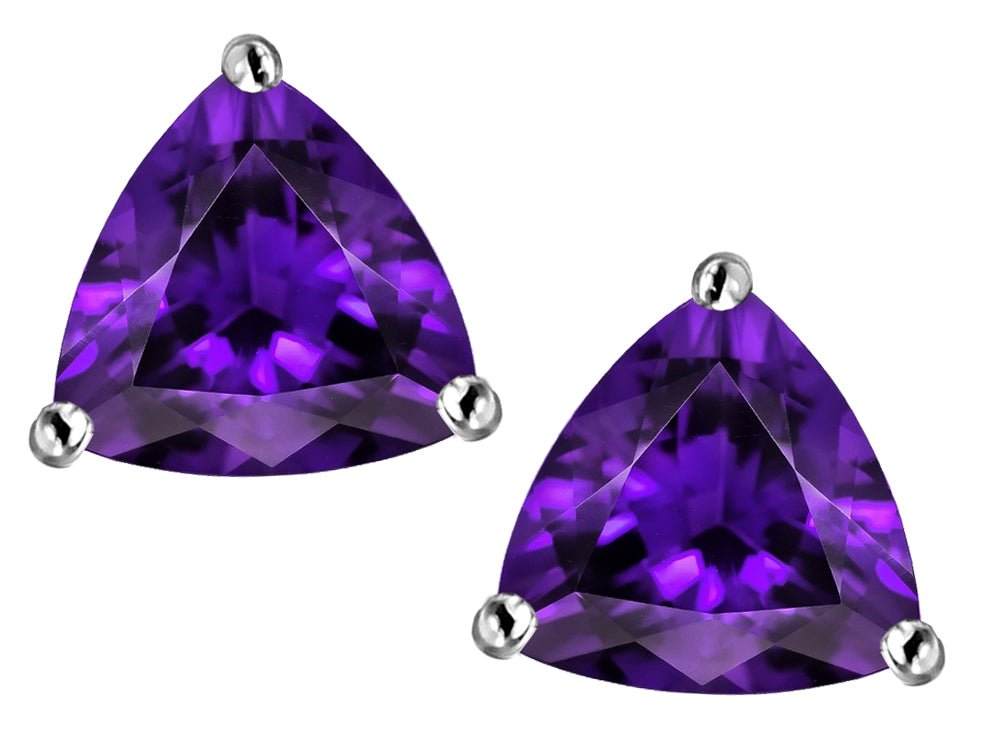 Star K™ Trillion 7mm Simulated Amethyst Earrings Studs