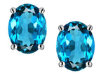 Star K™ Oval 8x6mm Simulated Blue Topaz Earrings Studs