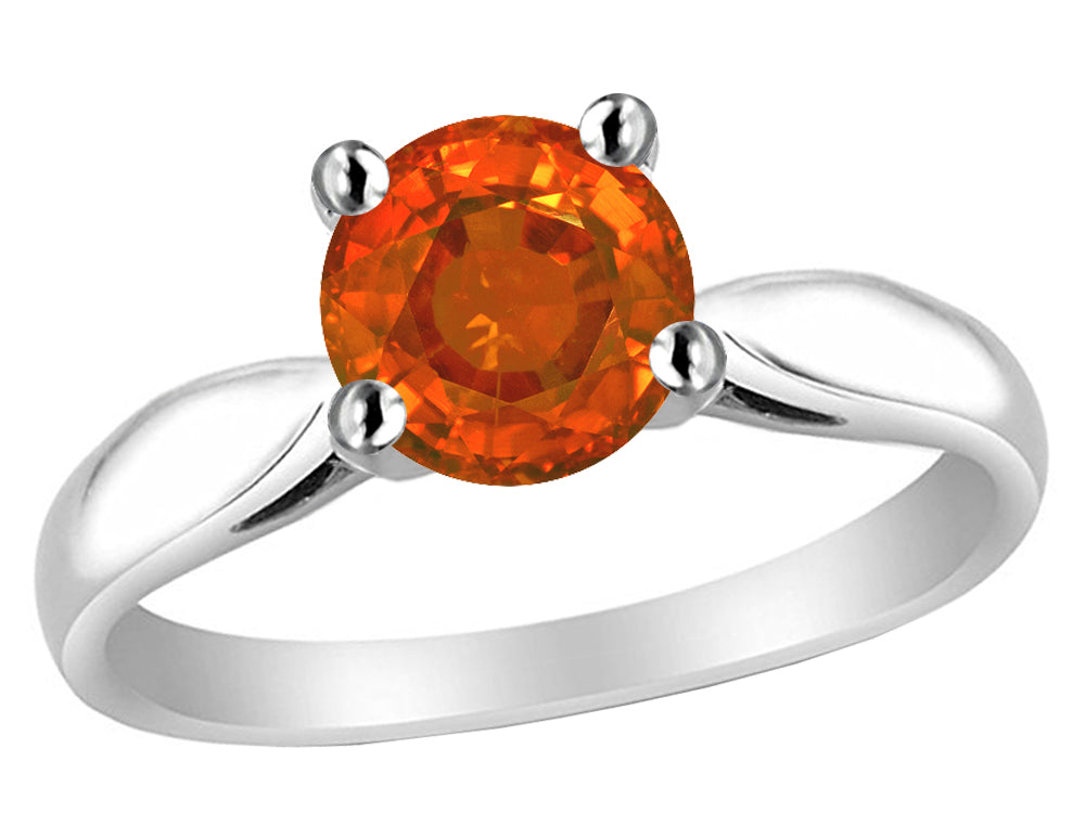 Star K 7mm Round Simulated Mexican Fire Opal Ring