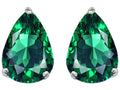 Star K™ Pear Shape 9x7mm Simulated Emerald Earrings Studs