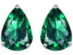 Star K™ Pear Shape 9x7mm Simulated Emerald Earrings Studs