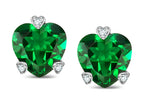 Tommaso Design™ 6mm Heart Shape Simulated Emerald Love Stud Earrings 7 x 7mm
