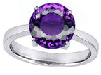 Star K Large Solitaire Big Stone Ring With 10mm Round Simulated Amethyst
