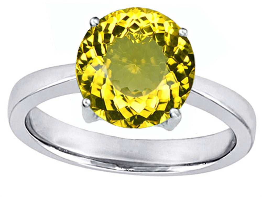 Star K Large Solitaire Big Stone Ring with 10mm Round Simulated Citrine