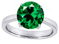 Star K Large Solitaire Big Stone Ring with 10mm Round Simulated Emerald