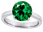 Star K Large Solitaire Big Stone Ring with 10mm Round Simulated Emerald