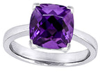 Star K Large 8mm Cushion-Cut Solitaire Ring With Simulated Amethyst