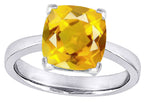 Star K Large 10mm Cushion-Cut Solitaire Ring With Simulated Citrine