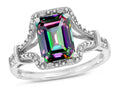 Star K Octagon Emerald Cut 8x6 Mystic Topaz Vintage Look Split Shank Ring