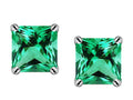 Star K™ Square 7mm Simulated Emerald Earrings