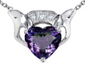 Star K™ 8mm Heart Claddagh Pendant Necklace With Simulated Alexandrite