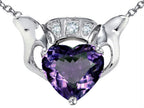 Star K™ 8mm Heart Claddagh Pendant Necklace With Simulated Alexandrite