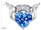 Star K™ 8mm Heart Claddagh Pendant Necklace With Simulated Blue Topaz