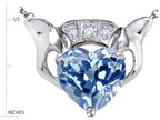 Star K™ 8mm Heart Claddagh Pendant Necklace With Simulated Aquamarine