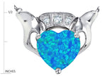 Star K™ 8mm Heart Claddagh Pendant Necklace Heart Shape Blue Created Opal and Cubic Zirconia