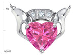 Star K™ 8mm Heart Claddagh Pendant Necklace With Created Pink Sapphire