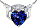 Star K™ 8mm Heart Claddagh Pendant Necklace With Created Sapphire