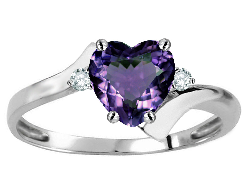 Original Star K Heart Shape 6mm Simulated Alexandrite bypass Ring