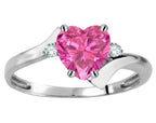 Original Star K Heart Shape 6mm Created Pink Sapphire bypass Ring