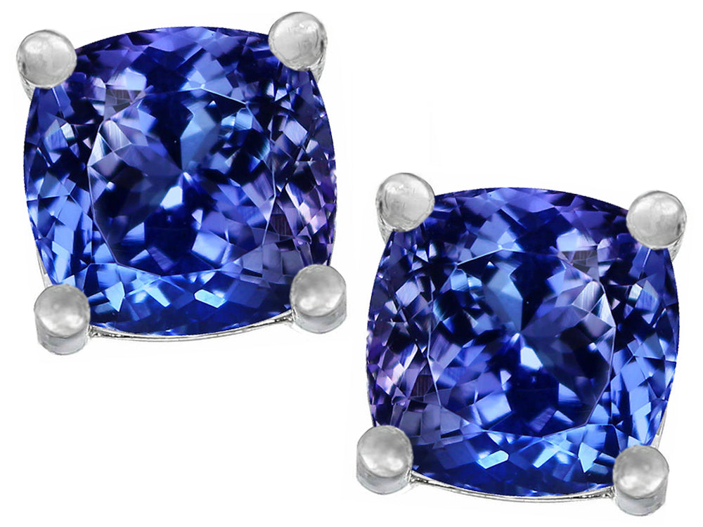 Star K™ Cushion-Cut 7mm Simulated Tanzanite Earrings Studs