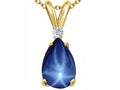 Tommaso Design™ Created Pear Shaped 9 x7 mm Star Sapphire and Diamond Pendant Necklace