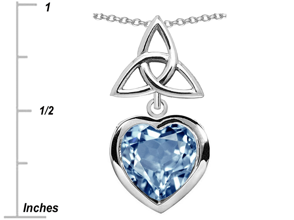 Star K™ Love Knot Pendant Necklace with Heart 9mm Simulated Aquamarine