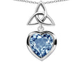 Star K™ Love Knot Pendant Necklace with Heart 9mm Simulated Aquamarine