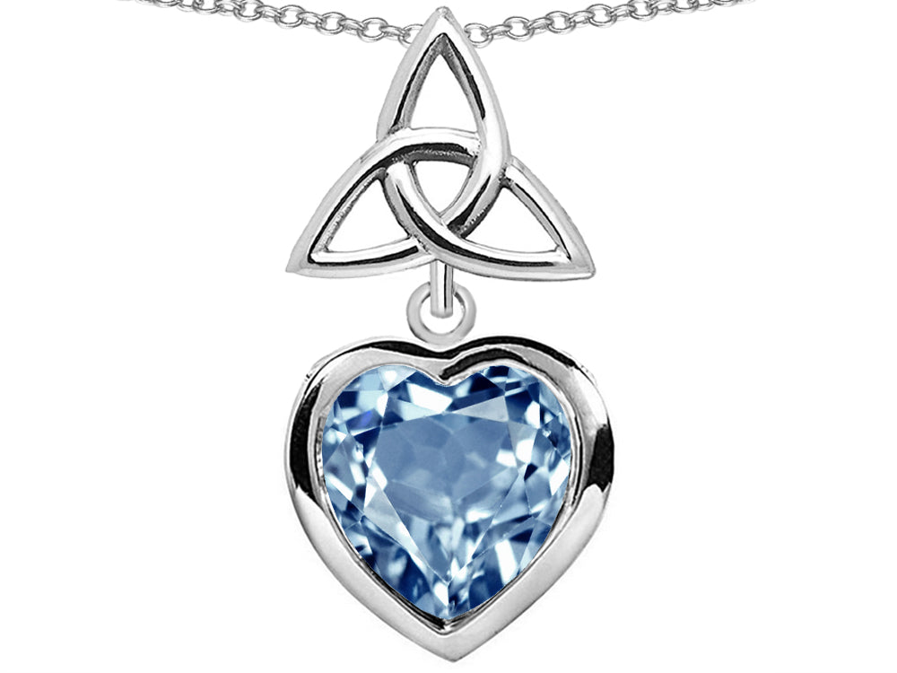 Star K™ Love Knot Pendant Necklace with Heart 9mm Simulated Aquamarine