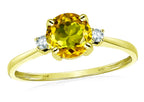 Original Star K Genuine 7mm Round Citrine Classic 3 stone Engagement Ring