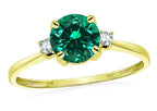 Original Star K 7mm Round Simulated Emerald Classic 3 stone Engagement Ring