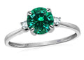 Original Star K 7mm Round Simulated Emerald Classic 3 stone Engagement Ring