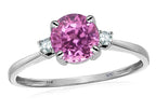 Original Star K 7mm Round Created Pink Sapphire Classic 3 stone Engagement Ring