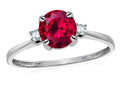Original Star K 7mm Round Created Ruby Classic 3 stone Engagement Ring