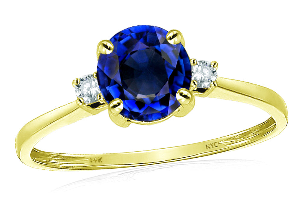 Original Star K 7mm Round Created Sapphire Classic 3 stone Engagement Ring