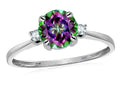 Original Star K 7mm Round Mystic Rainbow Topaz Classic 3 stone Engagement Ring